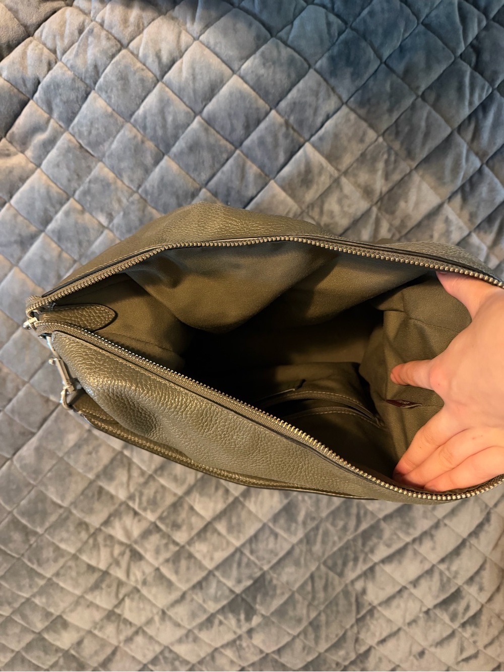 COACH Olive Green Leather Shoulder Hobo - Picture 6 of 7